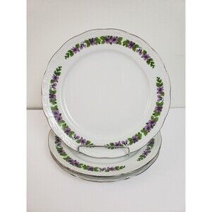 Vintage Mitterteich Bavaria Germany Salad Plate Violet Floral 9.5" Lot 3